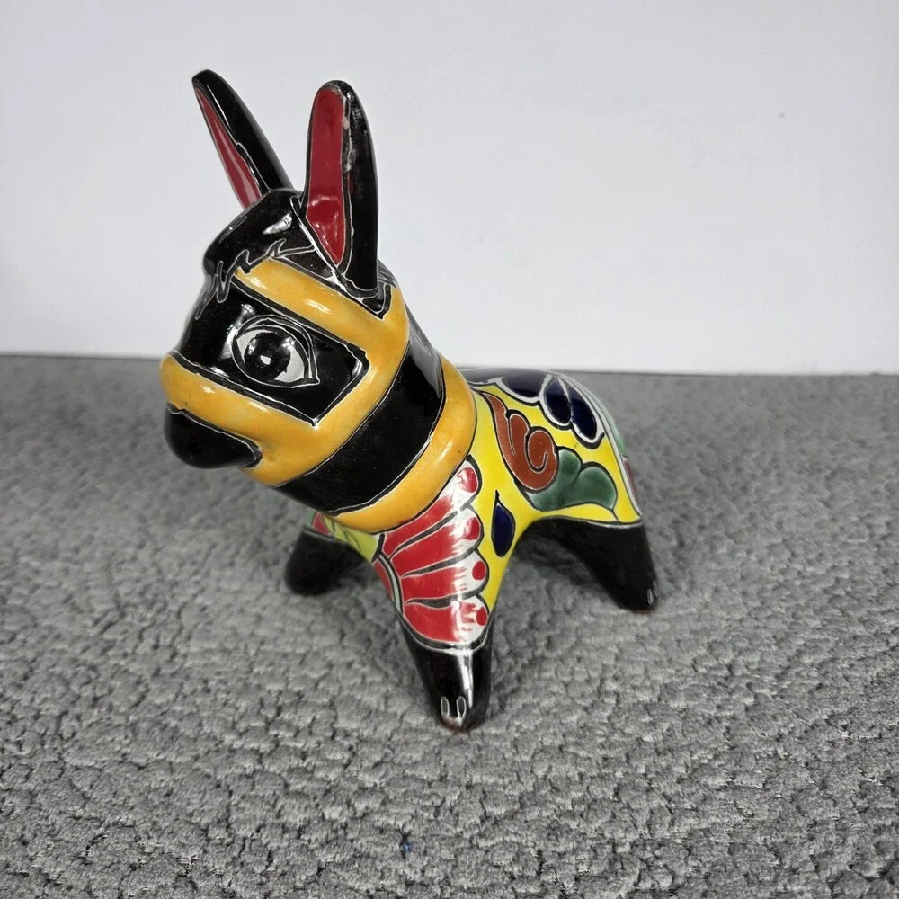 Talavera Donkey Mexican Art Pottery Hand Painted Garden/Home Decor
